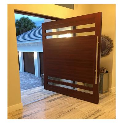 China Front Doors Walnut Modern Home Villa Exterior Solid Wood Pivot Entry Pivot Door for sale