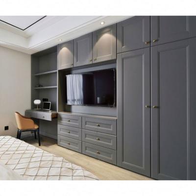 China (Size)New Design Adjustable Modern Simple Brown Wood Wardrobe Sliding Door Combination Bedroom Wardrobe for sale