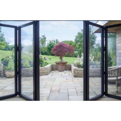 China Modern Patio Glass Door Folding Tempered Glass Security Canopy Aluminum Folding Door for sale