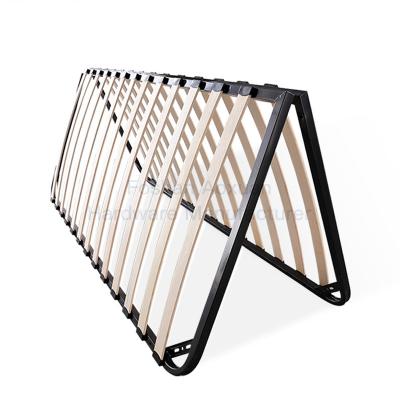 China Foldable Factory Price Bedroom Furniture Carbon Steel Double Slatted Metal Folding Bed Frame Parts for sale