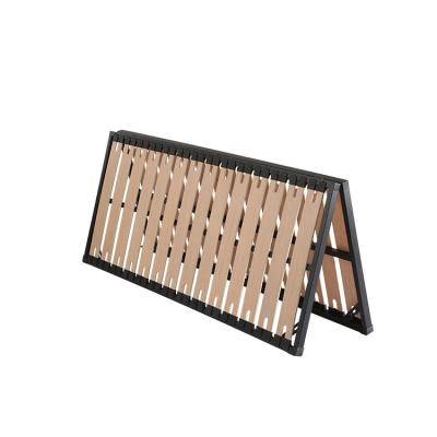 China Foldable Home Bedroom Metal+wooden Flat Slats Folding Bed Frame for sale