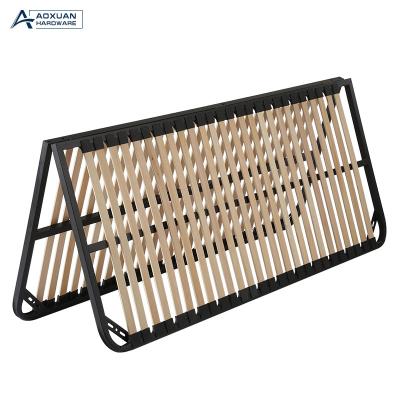 China Wholesale Cheap Foldable King Size Metal Bed Wooden Frame Widen Slats Folding Bed for sale