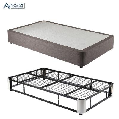 China Stress Free Assembly Storage Twin Black Fabric Strong Platform Metal Bed Frame for sale