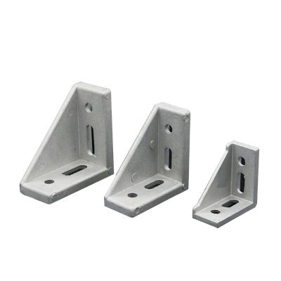 China Aluminum Profile Connector 90 Degree Gusset Element 2 Hole Corner Rafter for 30/40/45 Aluminum Profile for sale