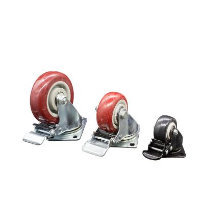 China Chrome steel/TPU or PA Light-middle duty 2-5 inch swivel plate PVC red rubber rectangle top spinner suitcase caster wheels, trolley casters for sale