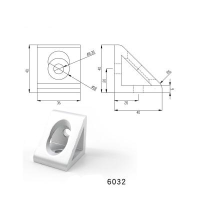 China Aluminum Profile Connector 2 Hole Inside Gusset Corner Bracket , Aluminum Profile Accessiories for sale