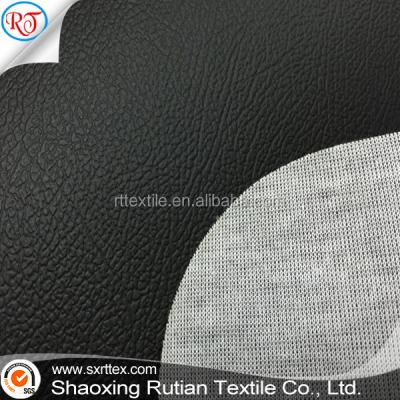 China Abrasion-resistant Black Color Embossed Design 100% Automotive PVC Upholstery Leather for sale