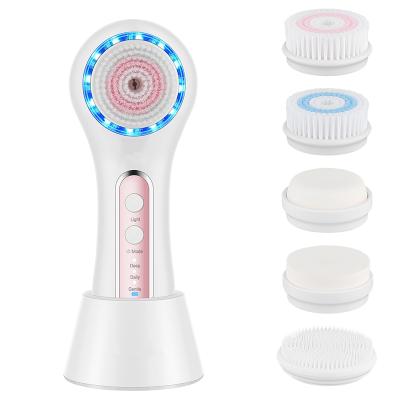 China Beauty Skin Care LED DEEP CLEANING Facial Cleansing Brush Exfoliating Electric LED Face Brush For Deep Cleansing Massage 3 Levels Speed for sale