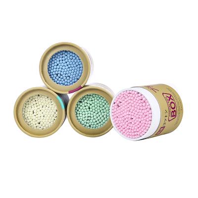 China 200 PCS Colorful Head Colored Cotton In Water Proof Paper Box High Quality Wooden Stick Cotton Buds for sale