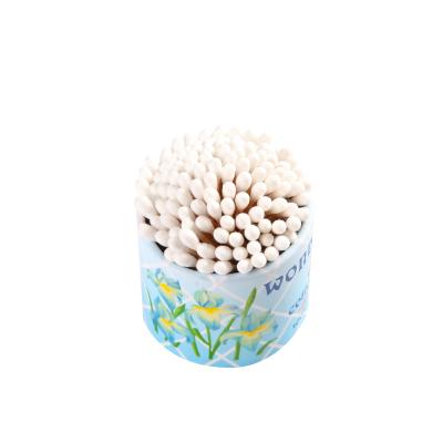 China Colorful Head 120 PCS Cotton In Water Proof Paper Box High Quality Wooden Stick Cotton Buds for sale