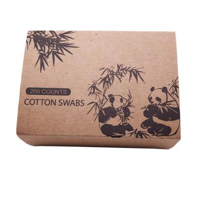 China 200PCS Eco-Friendly Stick Bamboo Cotton Swab In Kraft Paper Box for sale