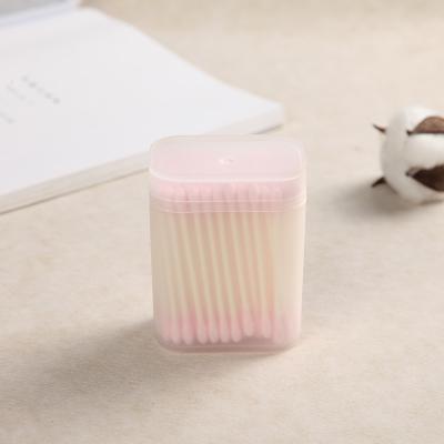 China 100% Eco-friendly Paper Cottons 100PCS Stick Earbuds In Square Box for sale