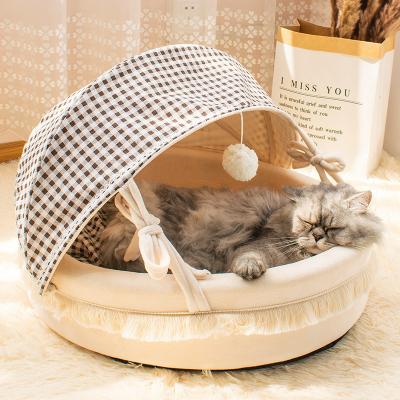 China Partially Enclosed Cage Breathable Cat Pet Bed Nest Pet Cat Boarding Supplies Cat Beds Pet Bed Sofa soft for sale