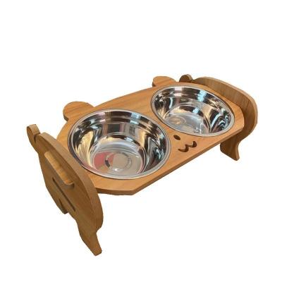 China China Factory New Sustainable Wholesale Bamboo Pet Bowl New Innovations Expanded Stainless Steel for sale