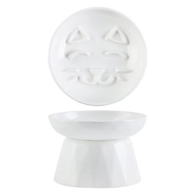 China 2023 Best Viable New Products of Cat Bowl Raised White Top Selling Ceramic Cat Bowl for sale