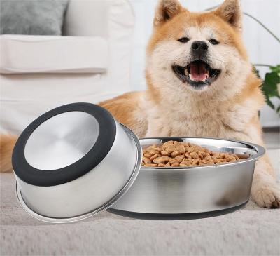 China Sustainable Dog Feeding Anti Splash Pet Food Bowl Silicone Large Metal Stainless Steel Pet Bowl For Dogs for sale