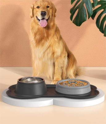 China Hot Selling SuS 304 SuS 304 Automatic Slow Feeder No-Puddle Dog Bowl Slow Eating Slow Dog SuS 304 Sustainable Dog Bowls Pet Bowls for sale