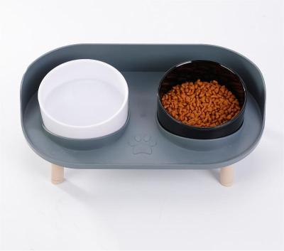 China Durable Anti-rollover Dual Pet Bowls And Leakproof Drivers Dog Bowls High Dog Bowl Stand for sale