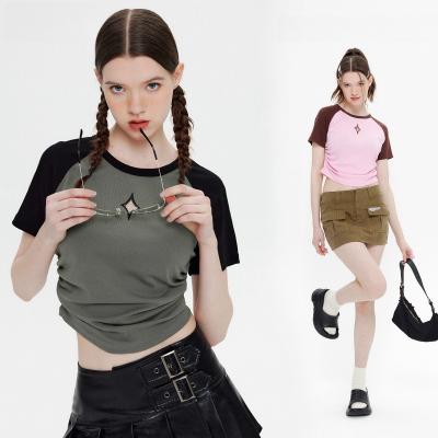 China Anti-wrinkle Streetwear Fashion  Short Sleeve Slim T-shirts Y2K clothes Cute Baby Tees Crop Tops for sale