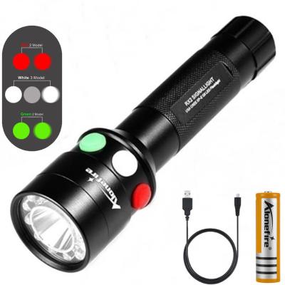 China ALONEFIRE RX2 XPE Q5 LED Rail Tactical Flashlight Rail Yellow Green Red Signal Light Outdoor Camping Hunting Work Torch Lamp for sale