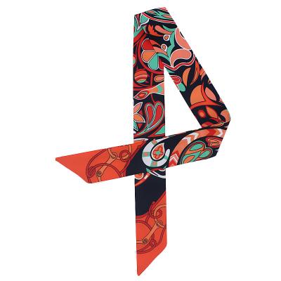 China Wholesale Hot Sale Long Customize Designer Cheap Printed Fashion Silk Head Tie Bag Handle Scarf for sale