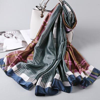 China Summer Soft Smooth Feeling Plaid Printed Scarves Silk Female Foulard Luxury Brand Modal Shawls Fashion Hijabs Elegant Long Scarf For Women for sale