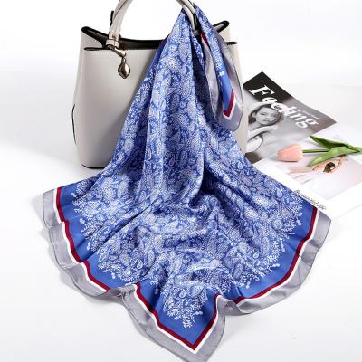 China Soft Elegant Luxury Silk Feeling Scarf Hijab Scarves For Women Shawl Wrap Chiffon Brand Designer Fashion Luxury Cashew Printed Silk Scarf for sale