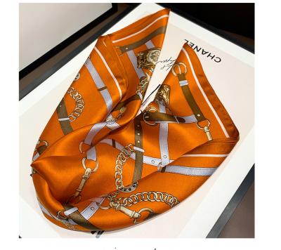 China Brand Soft Feeling Soft Printed 100% Silk Scarf For Women Scarf Tie Satin Handbag Ribbons Fashion Headband Hair Square Neck Scarves for sale