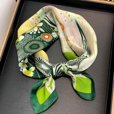 China Wholesale Soft Soft Feeling Real Silk Scarf For Women Hair Tie Up Small 53*53cm Square Head Scarf Fashion Brand Skinny Neck Scarf for sale