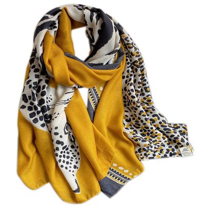 China Leopard Print Casual Scarf For Lady Shawl Waist Stoles Hijab Slim Wrap Long Scarf Fashion Cotton Muslim Summer Canvas For Women for sale