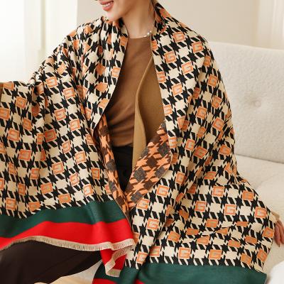 China newest pattern scarf manufacturer new fashion designer fashion designer ladies pashmina shawls cashmere women's luxury colorful geometric neck scarf winter for sale