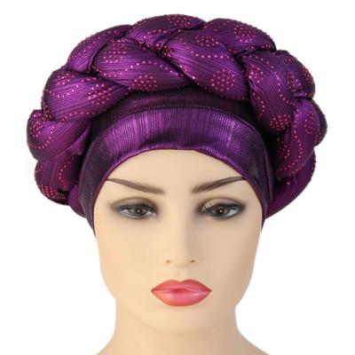 China NEW Multifunctional Elastic Muslim Women Cowl Head African Femme Mujer Auto Gele Glitter Rhinestone Turban Hijab Wraps Braids Turban for sale