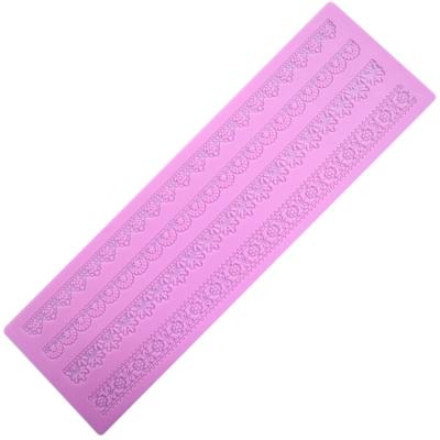 China Viable Wholesale Customize Food Grade Long Cake Decorating Silicone Lace Mat for sale