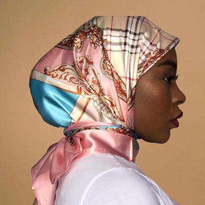 China 2019 New Polyester Silk Feeling Scarf Ladies Satin Scarf Square Polyester Hijabs Square Scarf Shawl FR-yj90 for sale