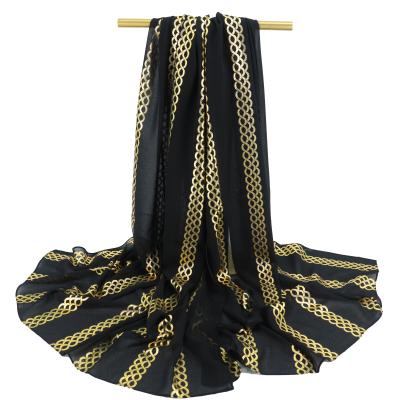 China Muslim Shawls New Shinny Fashion Hijab Fashion Black Hijab The Gold Foil Glitter Bubble Chiffon Hijabs Scarf for sale