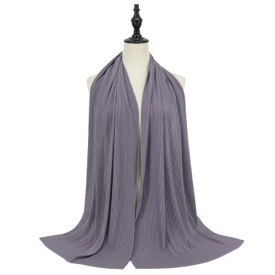 China New Popular Premium Chiffon Pleat Chiffon Shawls Pleated Chiffon Hijab Scarf For Women for sale