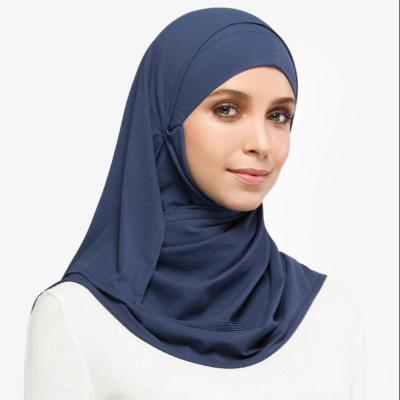 China Daily Wholesale Quality Double Loop Ribbed Tank Top Hijab For Women Instant Ready To Wear Sports Hijab for sale