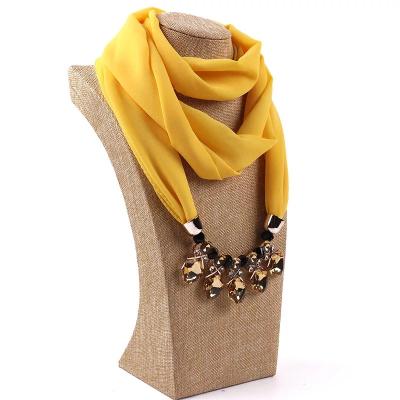 China Thin Polyester Chiffon Fancy Scarf Jewelry Long Scarves For Women for sale