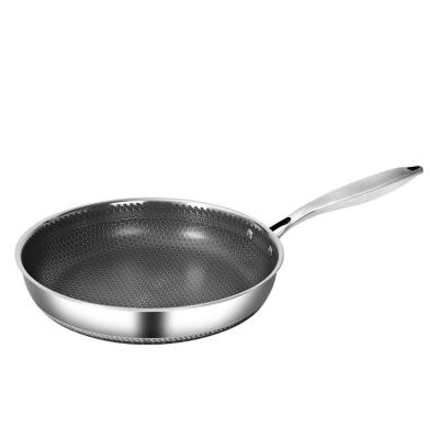 China China Manufacturer Stocked Wholesale Pan 3 Ply Honeycomb Stainless Steel 12inch OEM Hybrid Frying Pan for sale