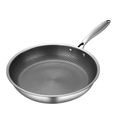 China Cooking Factory Stainless Steel Non-Stick Honeycomb Frying Pan Triply With SS Handle Chao chong dinh to ng hit thep khong gi Chao for sale