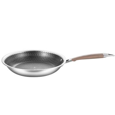 China Durbale 304 Stainless Steel Frying Pan Mini Egg Steak Frying Pan Gas Induction Cooker 3-Layer Non-Stick Cookware for sale