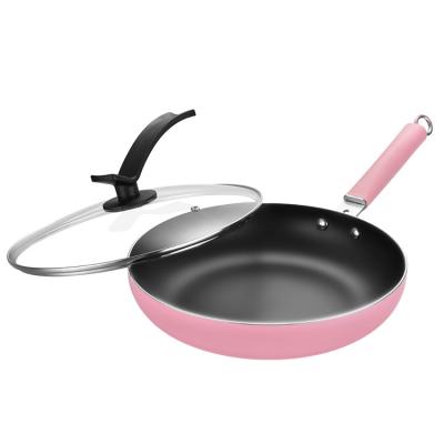 China Modern Factory Manufacture Pink Aluminum Frying Pan Kitchen Mini Frying Pan for sale