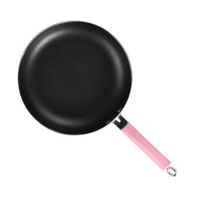 China Factory Modern Manufacture Pink Aluminum Frying Pan Kitchen Fry Pan Non Stick for sale