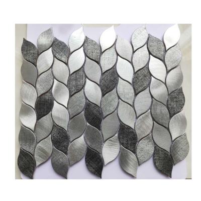 China Modern / Classic Leaf Shape Inkjet Printing Metal Mosaic Backsplash Tile for sale