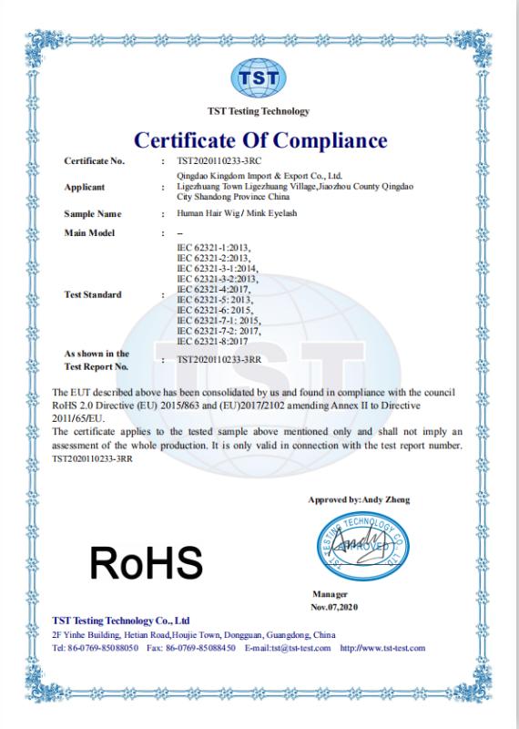 RoHS - Qingdao Kingdom Import & Export Co., Ltd.