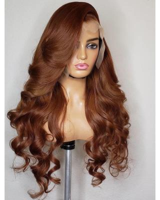 China High Quality Brown Color Body Wave Swiss Lace Body Wave Hair Wig For Indian Raw Colored Women Hair Lace Front Wigs 100% for sale