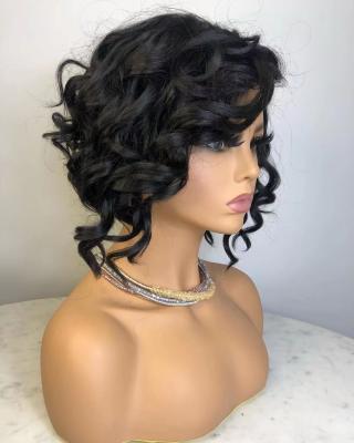 China Water Wave Design Ombre Color New Pixie Cut Wave Hair Virgin Hair Cuticle Aligned Human Hair Lace Front Wigs Pre Plucked With Baby Hair for sale