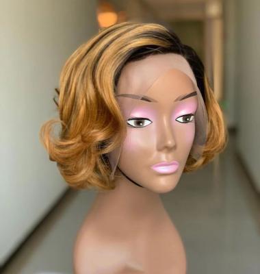 China Fashion New Products Pixie Cut Short Indian Human Hair Ombre Lace Front Wigs Pre Plucked With Lace Front Wigs Baby Hair PIXIE CUT For Women for sale