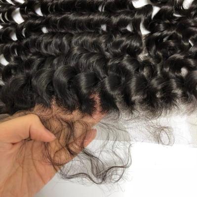 China Wholesale Top Quality 12A 100% Human Deep Curl In Hair Lace Closure Headbands For White Women for sale