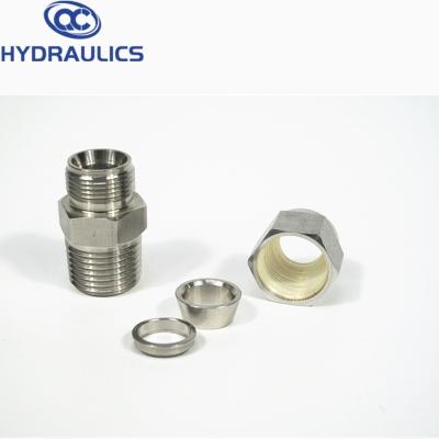 China Two-ferrule designs stainless steel double ferrule compression fitting male-female NPT for sale